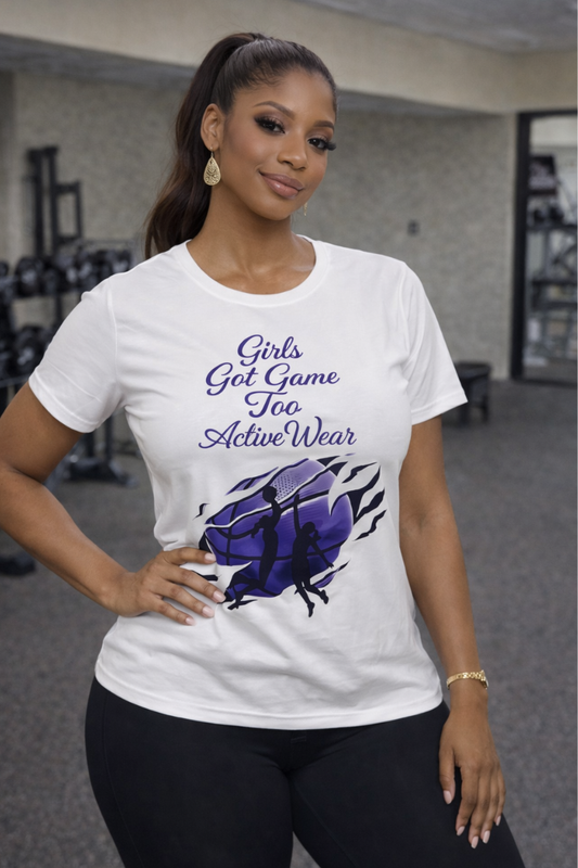 Women Who Hoop – Girls Got Game Too Active Wear Tee-Purple