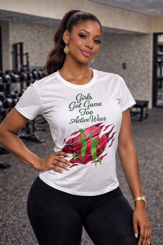 Women Who Hoop – Girls Got Game Too Active Wear Tee-Pink