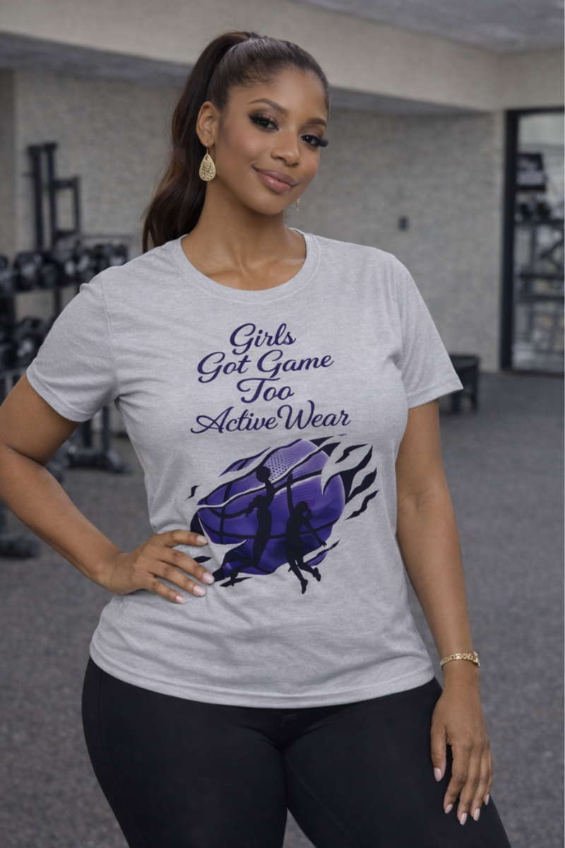 Women Who Hoop – Girls Got Game Too Active Wear Tee-Purple